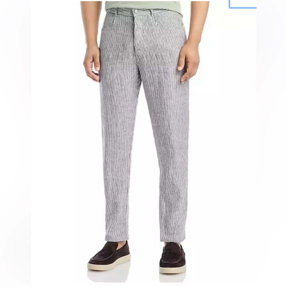 NWT Men’s Alex Crane Cham Pants Linen Size 33 White Blue Stripes(retail $155)